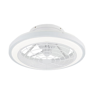 20" Ikon White Modern DC Motor Flush Mount Reversible Ceiling Fan with LED Lighting and Remote Control