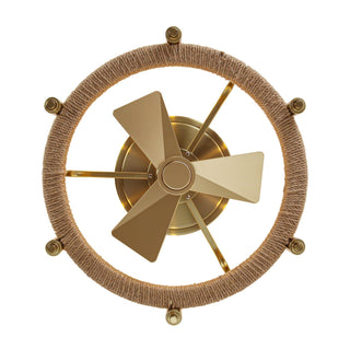 20" Flush Mount Golden Ceiling Fan with Light and Remote Control