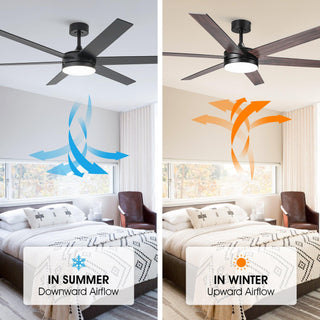 60" Volga DC Motor 6 Blades Modern Downrod Mount Ceiling Fan with Remote Control