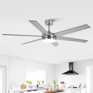 60" Volga DC Motor 6 Blades Modern Downrod Mount Ceiling Fan with Remote Control
