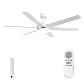 60" Volga DC Motor 6 Blades Modern Downrod Mount Ceiling Fan with Remote Control