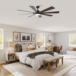 72 Inch Elbe Modern Downrod Mount Ceiling Fan with Light and Remote Control