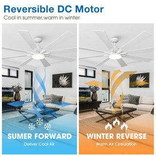 72 Inch Elbe Modern Downrod Mount Ceiling Fan with Light and Remote Control