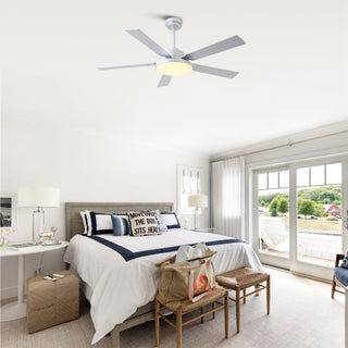 Vaczon 52 Inch Double-sided Blades Downrod Mount Modern Ceiling Fan with Remote Control and LED Light