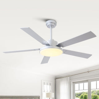 Vaczon 52 Inch Double-sided Blades Downrod Mount Modern Ceiling Fan with Remote Control and LED Light