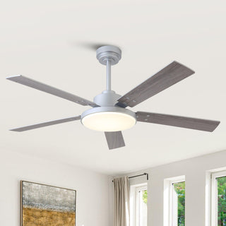 Vaczon 52 Inch Double-sided Blades Downrod Mount Modern Ceiling Fan with Remote Control and LED Light