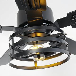 Vaczon 52 Inch DC Motor Industrial Downrod Ceiling Fan with Light and Remote Control