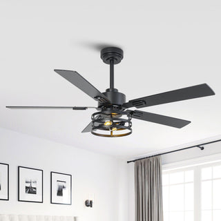 Vaczon 52 Inch DC Motor Industrial Downrod Ceiling Fan with Light and Remote Control