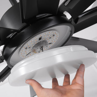 84" 100" Black HVLS Fan LED Large Ceiling Fan with Remote Control