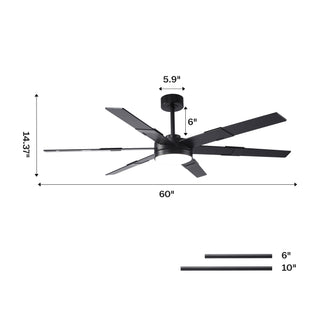 60" Industrial Double-sided Blades LED Ceiling Fan with APP & Remote Control