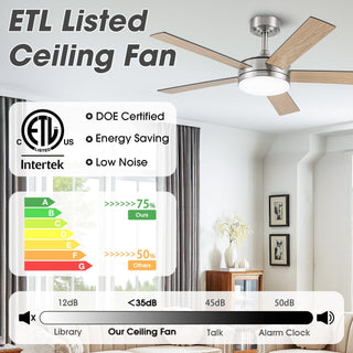 Vaczon 48" 5 Blades Industrial Modern Style DC Motor Ceiling Fan with LED Lighting and Remote Control