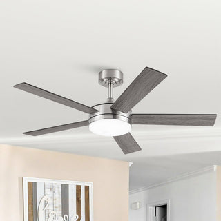 Vaczon 48" 5 Blades Industrial Modern Style DC Motor Ceiling Fan with LED Lighting and Remote Control