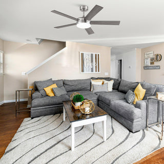 Vaczon 48" 5 Blades Industrial Modern Style DC Motor Ceiling Fan with LED Lighting and Remote Control