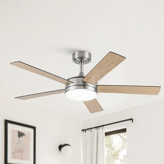 Vaczon 48" 5 Blades Industrial Modern Style DC Motor Ceiling Fan with LED Lighting and Remote Control