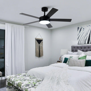 Vaczon 48" 5 Blades Industrial Modern Style DC Motor Ceiling Fan with LED Lighting and Remote Control