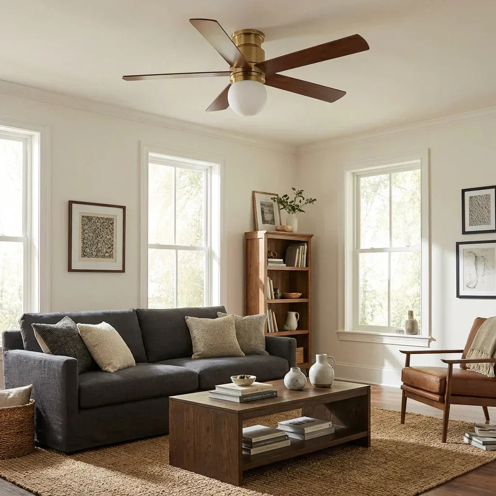 52 Inch Fanny Double-sided Blades Flush Mount LED Ceiling Fan with Remote Control