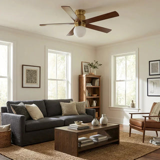 52 Inch Fanny Double-sided Blades Flush Mount LED Ceiling Fan with Remote Control