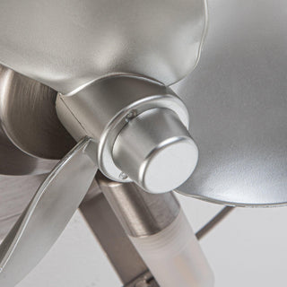 12" Mini Satin Nickel Flush Mount Energy-Efficient Low Noise Design Low Profile Ceiling Fan with Light and Remote Control - Vaczon