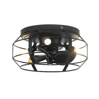 12" Mini Black Flush Mount Energy-Efficient Low Noise Design Low Profile Ceiling Fan with Light and Remote Control - Vaczon