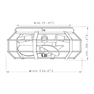 12" Mini Satin Nickel Flush Mount Energy-Efficient Low Noise Design Low Profile Ceiling Fan with Light and Remote Control - Vaczon