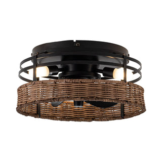 13" Farmhouse Flush Mount Reversible Ceiling Fan with Lighting and Remote Control - Vaczon