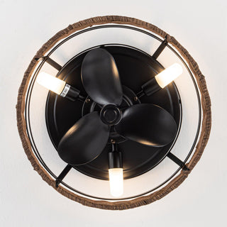 13" Farmhouse Flush Mount Reversible Ceiling Fan with Lighting and Remote Control - Vaczon