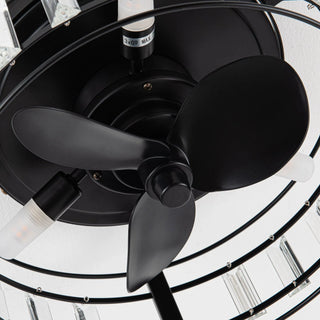 13" Modern DC Motor Flush Mount Reversible Crystal Ceiling Fan with Lighting and Remote Control - Vaczon