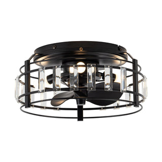 13" Modern DC Motor Flush Mount Reversible Crystal Ceiling Fan with Lighting and Remote Control - Vaczon