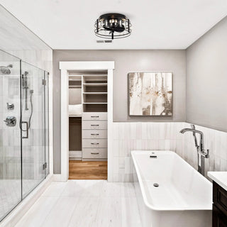 13" Modern DC Motor Flush Mount Reversible Crystal Ceiling Fan with Lighting and Remote Control - Vaczon