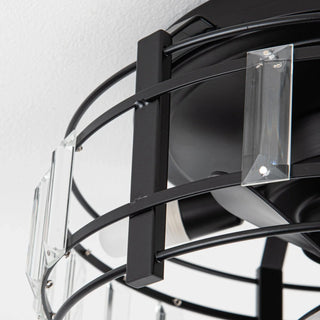 13" Modern DC Motor Flush Mount Reversible Crystal Ceiling Fan with Lighting and Remote Control - Vaczon