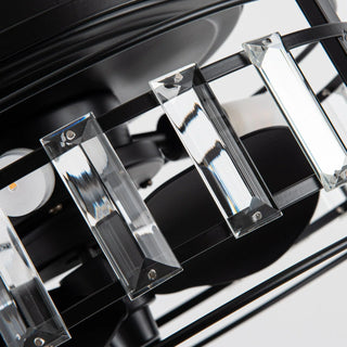 13" Modern DC Motor Flush Mount Reversible Crystal Ceiling Fan with Lighting and Remote Control - Vaczon