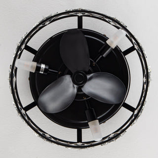 13" Srinager Modern DC Motor Flush Mount Reversible Crystal Ceiling Fan with Lighting and Remote Control - Vaczon