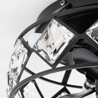 13" Srinager Modern DC Motor Flush Mount Reversible Crystal Ceiling Fan with Lighting and Remote Control - Vaczon