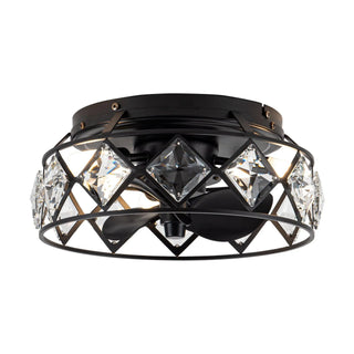 13" Srinager Modern DC Motor Flush Mount Reversible Crystal Ceiling Fan with Lighting and Remote Control - Vaczon