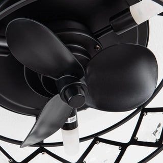 13" Srinager Modern DC Motor Flush Mount Reversible Crystal Ceiling Fan with Lighting and Remote Control - Vaczon