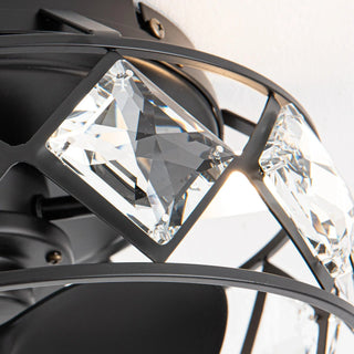 13" Srinager Modern DC Motor Flush Mount Reversible Crystal Ceiling Fan with Lighting and Remote Control - Vaczon