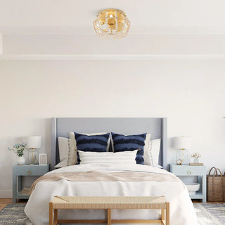 13" Farmhouse DC Motor Flush Mount Reversible Ceiling Fan with Lighting and Remote Control - Vaczon