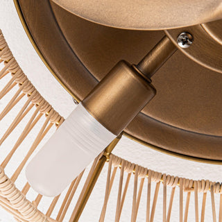 14" Farmhouse DC Motor Flush Mount Reversible Iron Ceiling Fan with LED Lighting and Remote Control - Vaczon