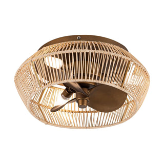 14" Farmhouse DC Motor Flush Mount Reversible Iron Ceiling Fan with LED Lighting and Remote Control - Vaczon