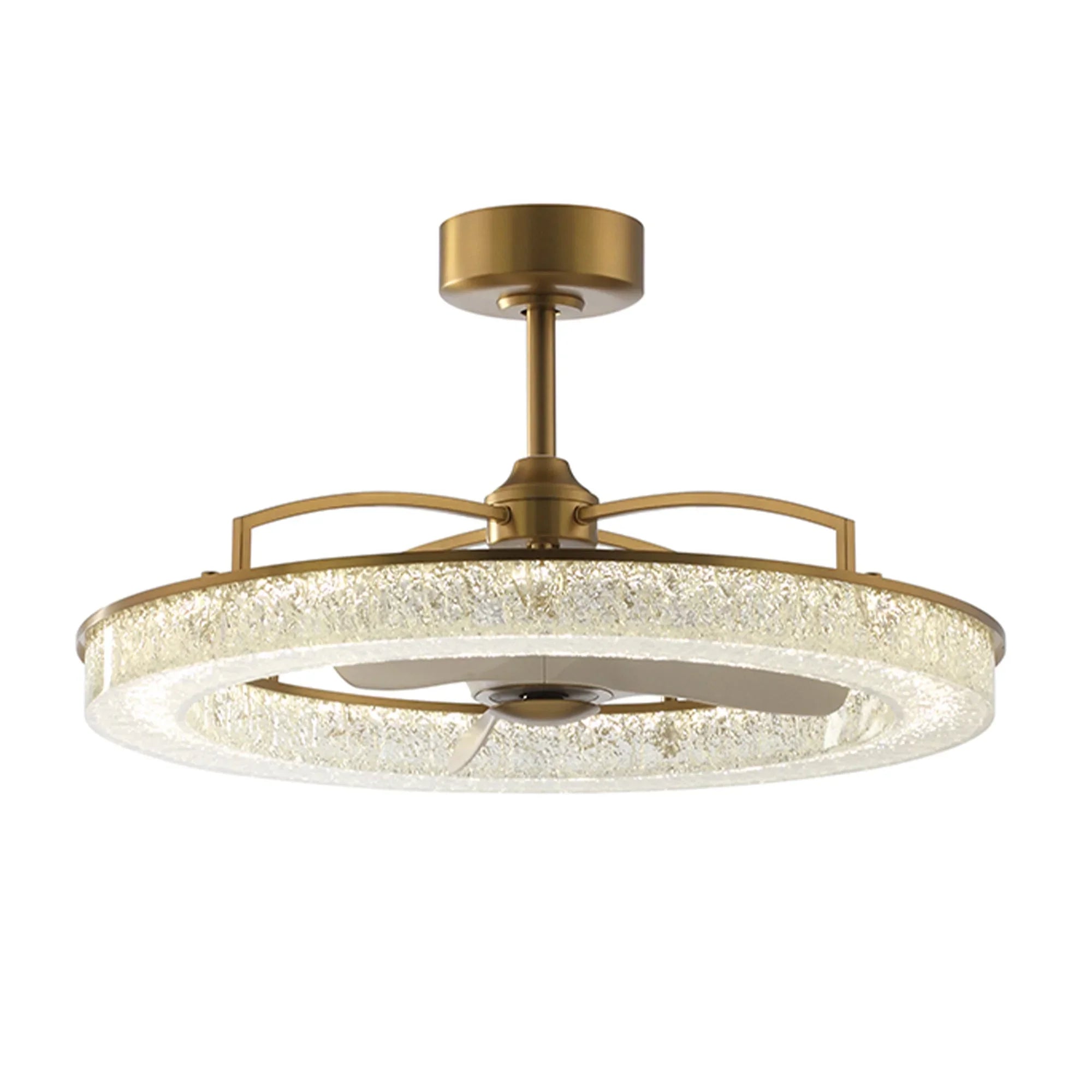 Vaczon 32 Inch Andrea Electroplated Golden Luxury LED Fandelier with Remote Control - Vaczon