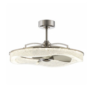 Vaczon 33 Inch Satin Nickel Downrod Mount Luxury Fandelier with Light - Vaczon