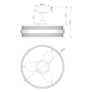 21" Nilgiri Industrial DC Motor Downrod Mount Reversible Ceiling Fan with LED Lighting and Remote Control - Vaczon