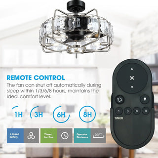 23" Modern DC Motor Downrod Mount Reversible Fandelier Ceiling Fan with Lighting and Remote Control - Vaczon