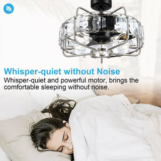 23" Modern DC Motor Downrod Mount Reversible Fandelier Ceiling Fan with Lighting and Remote Control - Vaczon
