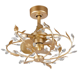 24" Alexia Golden Crystal Ornament Fandelier with Remote Control