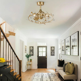 24" Alexia Golden Crystal Ornament Fandelier with Remote Control