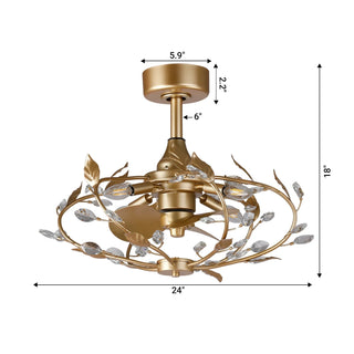 24" Alexia Golden Crystal Ornament Fandelier with Remote Control