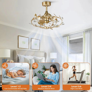 24" Alexia Golden Crystal Ornament Fandelier with Remote Control