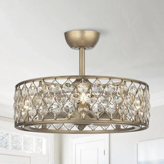 25" Modern Downrod Mount Crystal Fandelier with Lighting and Remote Control - Vaczon