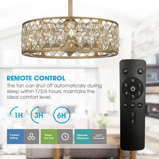 25" Modern Downrod Mount Crystal Fandelier with Lighting and Remote Control - Vaczon